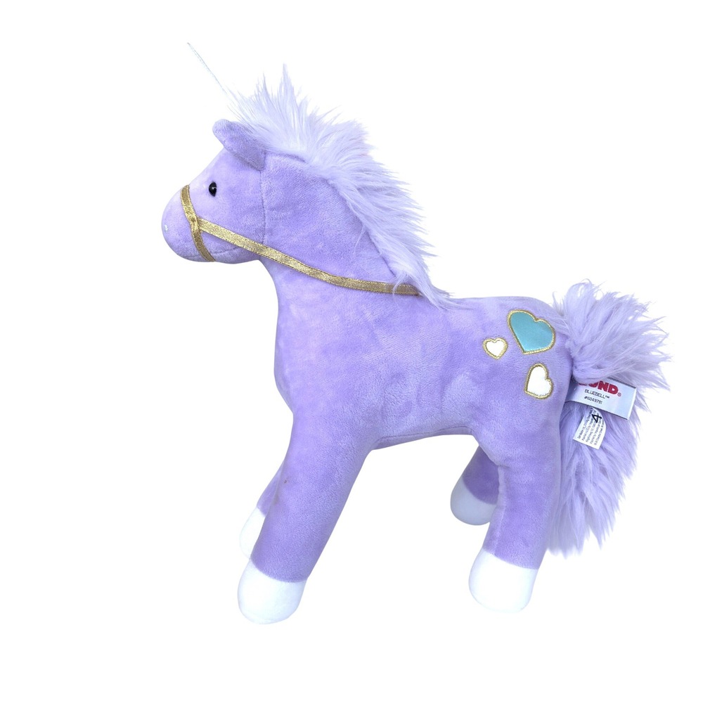 GUND Bluebell Unicorn Plush Purple Horse Stuffed Animal Hearts Gold Bridle 12"